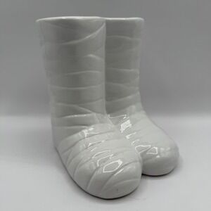 Target Bullseye Playground Mummy Feet Halloween Ceramic Vase Planter White 6.5in
